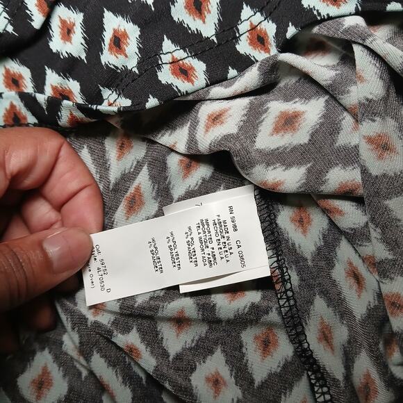 New Karen Kane Blue Diamond Super Stretch Jersey Cascade Faux Wrap Dress Large‎ - Picture 8 of 9